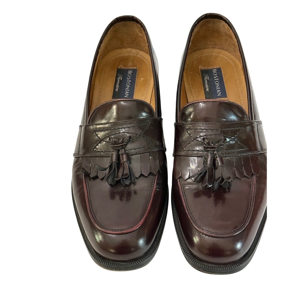 Bostonian Florentine Oxblood Burgundy Men's Tasseled Kiltie Loafers Italy Sz 9.5